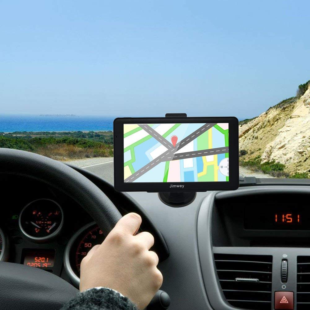 pre-loaded Latest 2019 EU UK Maps Lifetime Free Updates Jimwey 7 inch Bluetooth 8GB 256MB Car Truck Navigator Device with Post Code Search Speed Camera Alerts SAT NAV Satellite GPS Navigation System 